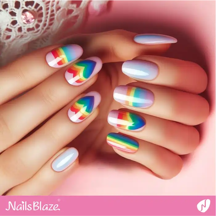 Pastel Color Nails with Rainbow Flag | Pride | LGBTQIA2S+ Nails - NB2028